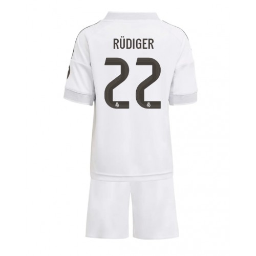 Real Madrid Antonio Rudiger #22 Replica Home Stadium Kit for Kids 2025-26 Short Sleeve (+ pants) Real Madrid Antonio Rudiger #22 Replica Home Stadium Kit for Kids 2025-26 Short Sleeve (+ pants)